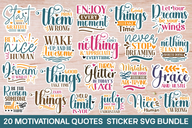 Motivational Quotes Sticker Svg Bundle/20 designs SVG designmaster24 