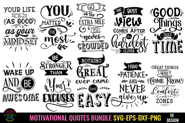 Motivational Quotes SVG Bundle I Inspirational SVG Bundle SVG Happy Printables Club 