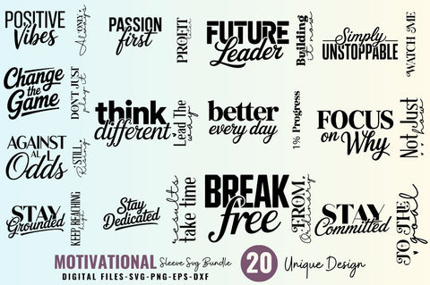 Motivational Sleeve SVG Bundle, Motivational quotes Sleeve SVG Bundle SVG Regulrcrative 