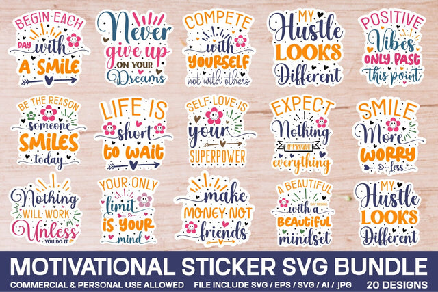 Motivational Sticker Svg Bundle , inspirational Svg bundle , SVGs,Quotes and Sayings,Food & Drink,On Sale, Print & Cut SVG designmaster24 