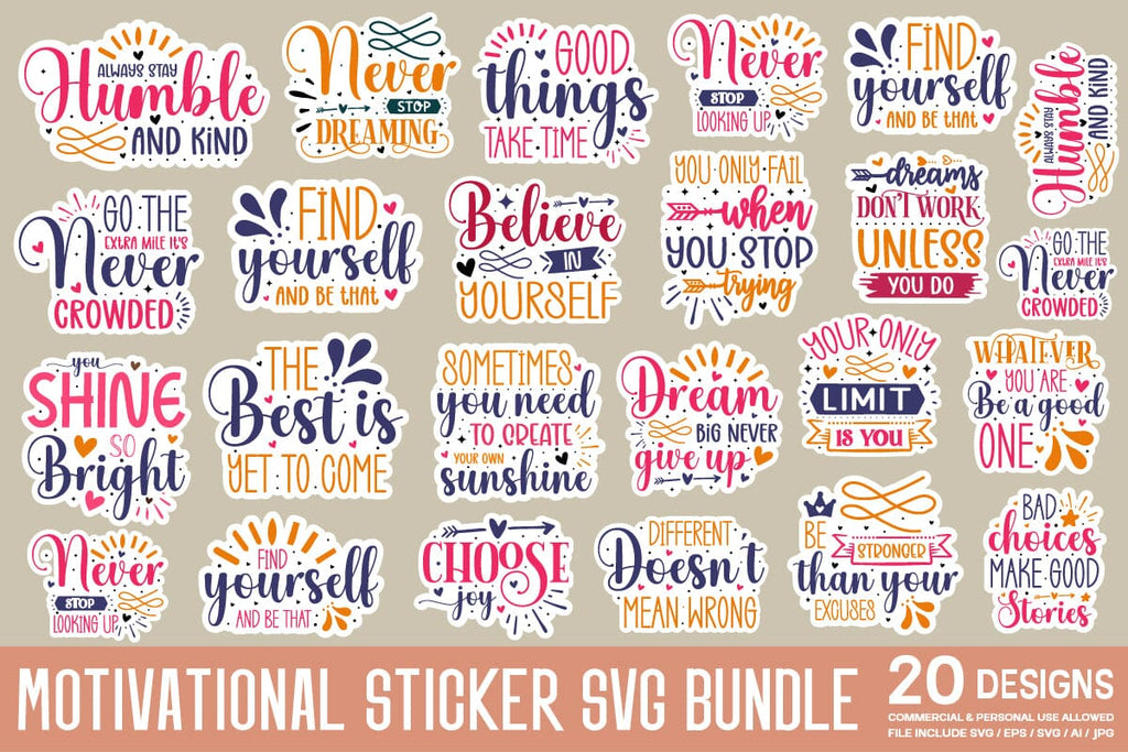 Motivational Sticker Svg Bundle , Motivational Sticker quotes bundle ...