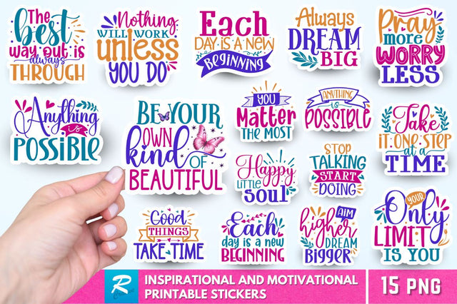 Motivational Stickers Bundle Sublimation Regulrcrative 
