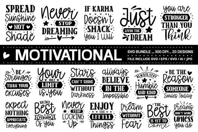 Motivational Svg Bundle / 20 Design SVG designmaster24 