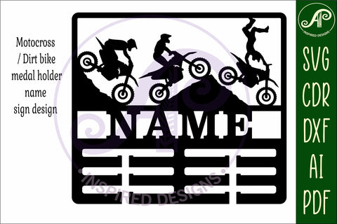 Motocross dirt bike medal holder Name svg laser cut SVG APInspireddesigns 