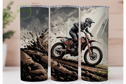 Motocross Mud Rider 20oz Tumbler Wrap Sublimation PixelChick 