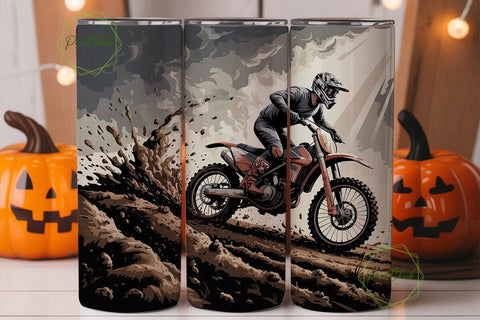 Motocross Mud Rider 20oz Tumbler Wrap Sublimation PixelChick 