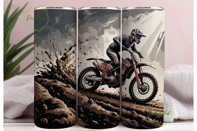 Motocross Mud Rider 20oz Tumbler Wrap Sublimation PixelChick 