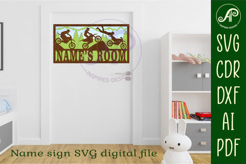 Motocross scene name sign SVG 3 layer laser cut SVG APInspireddesigns 