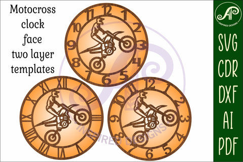 Motocross wall clock laser cut files, SVG file SVG APInspireddesigns 