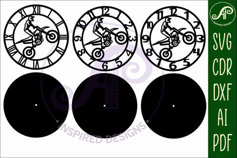 Motocross wall clock laser cut files, SVG file SVG APInspireddesigns 
