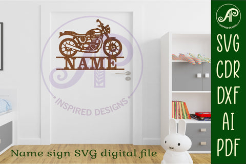 Motorbike name sign svg laser cut template SVG APInspireddesigns 