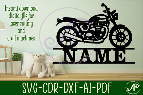 Motorbike name sign svg laser cut template SVG APInspireddesigns 