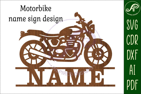 Motorbike name sign svg laser cut template SVG APInspireddesigns 
