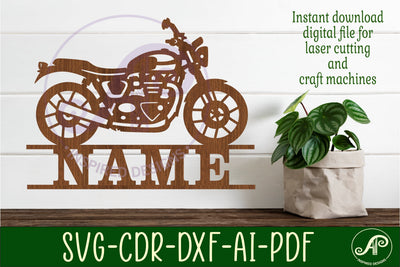 Motorbike name sign svg laser cut template SVG APInspireddesigns 