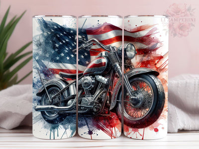Motorcycle American 20oz Tumbler Wrap PNG, Motorcycle Tumbler Png, Straight & Tapered Tumbler Wrap, Instant Digital Download Sublimation Li Zamperini 