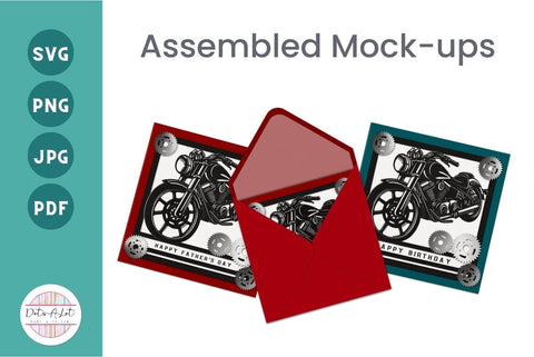 Motorcycle Father's Day and Birthday Card 3D SVG 3D Paper Dots-A-Lot 