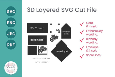 Motorcycle Father's Day and Birthday Card 3D SVG 3D Paper Dots-A-Lot 