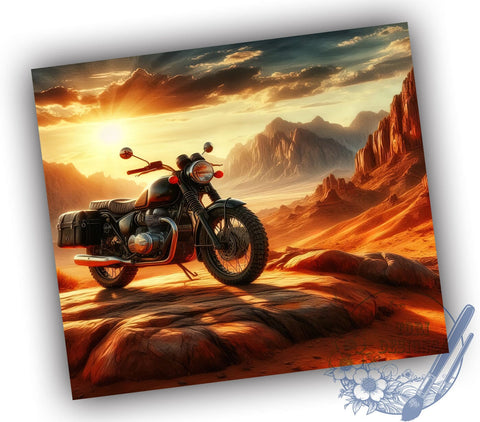 Motorcycle Mountain Landscape 20oz Skinny Tumbler, Retro Motorcycle Tumbler Png, Straight & Tapered Tumbler Wrap, Instant Digital Download Sublimation ToriDesigns 