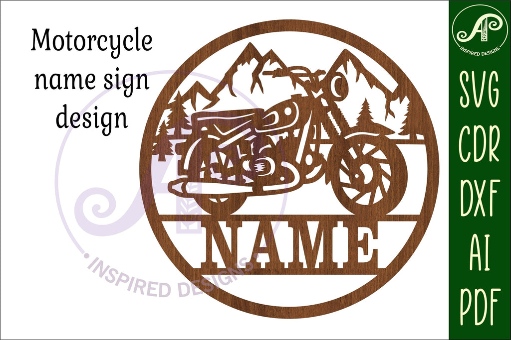 Motorcycle name sign svg laser cut template - So Fontsy