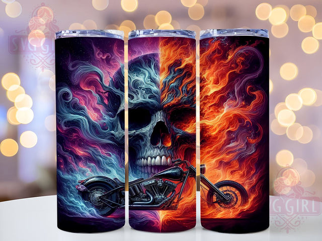 Motorcycle Skull 20oz Tumbler Wrap, Skull Design Cup, 20oz Sublimation, Biker Gift, Edgy Drinkware, Gothic Tumbler, Motorcycle Lover Merchandise Sublimation SvggirlplusArt 