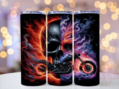Motorcycle Skull 20oz Tumbler Wrap, Skull Design Cup, 20oz Sublimation, Biker Gift, Edgy Drinkware, Gothic Tumbler, Motorcycle Lover Merchandise Sublimation SvggirlplusArt 