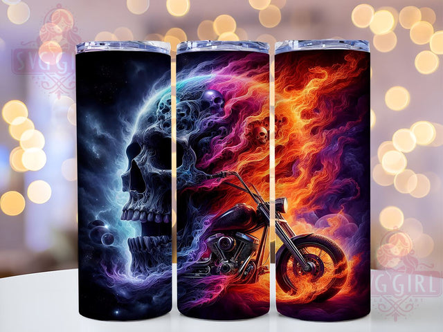 Motorcycle Skull 20oz Tumbler Wrap, Skull Design Cup, 20oz Sublimation, Biker Gift, Edgy Drinkware, Gothic Tumbler, Motorcycle Lover Merchandise Sublimation SvggirlplusArt 