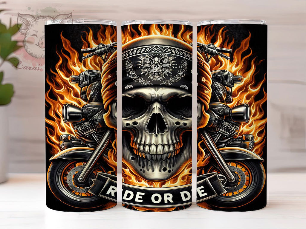 Motorcycle Skull Ride or Die Biker Tumbler, Ride Or Die, Biker Tumbler ...