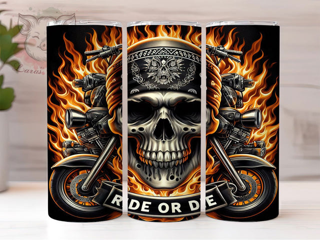 Motorcycle Skull Ride or Die Biker Tumbler, Ride Or Die, Biker Tumbler, Skull Wrap, Rebel Design, Sublimation Cup, 20Oz Tumbler Sublimation Lara' s Designs 