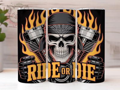 Motorcycle Skull Ride or Die Biker Tumbler, Ride Or Die, Biker Tumbler, Skull Wrap, Rebel Design, Sublimation Cup, 20Oz Tumbler Sublimation Lara' s Designs 