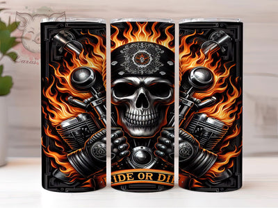 Motorcycle Skull Ride or Die Biker Tumbler, Ride Or Die, Biker Tumbler, Skull Wrap, Rebel Design, Sublimation Cup, 20Oz Tumbler Sublimation Lara' s Designs 