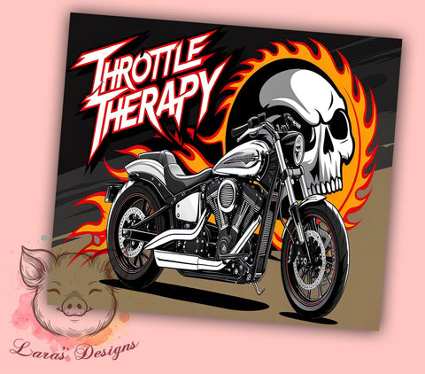 Motorcycle Tumbler, Throttle Therapy, 20oz Tumbler Wrap, Biker Gift, Motorcycle Decor, Riding Enthusiast, Custom Tumbler Sublimation Lara' s Designs 