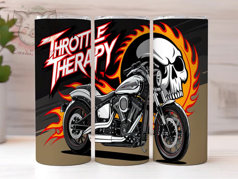 Motorcycle Tumbler, Throttle Therapy, 20oz Tumbler Wrap, Biker Gift, Motorcycle Decor, Riding Enthusiast, Custom Tumbler Sublimation Lara' s Designs 