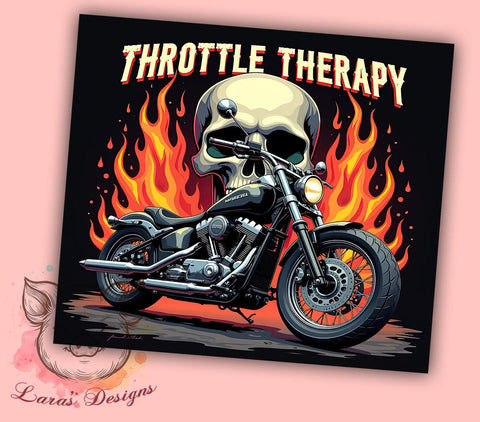 Motorcycle Tumbler, Throttle Therapy, 20oz Tumbler Wrap, Biker Gift, Motorcycle Decor, Riding Enthusiast, Custom Tumbler Sublimation Lara' s Designs 