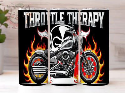 Motorcycle Tumbler, Throttle Therapy, 20oz Tumbler Wrap, Biker Gift, Motorcycle Decor, Riding Enthusiast, Custom Tumbler Sublimation Lara' s Designs 