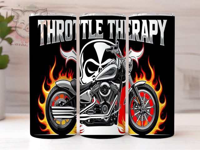 Motorcycle Tumbler, Throttle Therapy, 20oz Tumbler Wrap, Biker Gift, Motorcycle Decor, Riding Enthusiast, Custom Tumbler Sublimation Lara' s Designs 