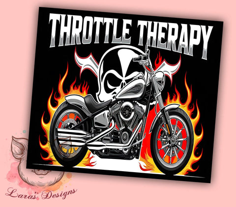 Motorcycle Tumbler, Throttle Therapy, 20oz Tumbler Wrap, Biker Gift, Motorcycle Decor, Riding Enthusiast, Custom Tumbler Sublimation Lara' s Designs 