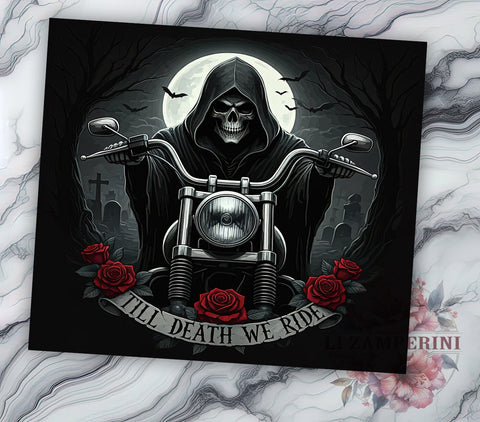 Motorcycle Tumbler, Till Death We Ride, Sublimation Wrap, Biker Gift, 20oz Tumbler, Riding Decor, Motorcycle Lover Sublimation Li Zamperini 