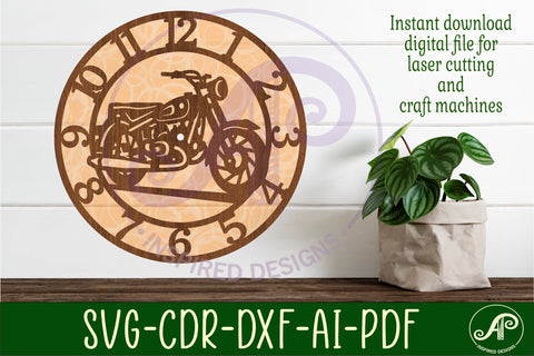 Motorcycle wall clock laser cut files, SVG file. SVG APInspireddesigns 