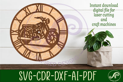 Motorcycle wall clock laser cut files, SVG file. SVG APInspireddesigns 