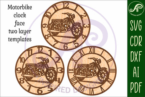 Motorcycle wall clock laser cut files, SVG file. SVG APInspireddesigns 