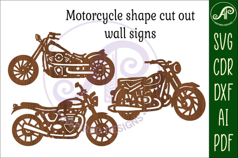 Motorcycles Silhouette laser cut shapes x 3 SVG SVG APInspireddesigns 