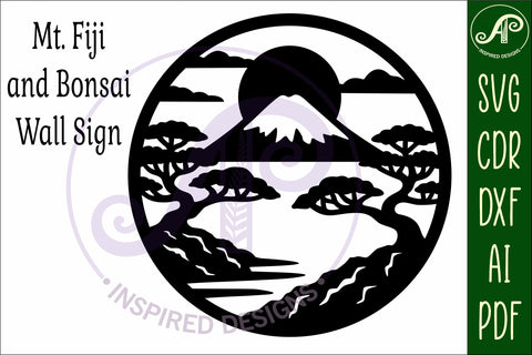 Mount Fuji Wall Art SVG Laser Cut File, Japanese Landscape SVG APInspireddesigns 