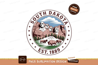Mount Rushmore Bison South Dakota Emblem image Sublimation Designangry 