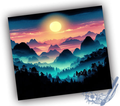 Mountain and Tree 20oz Skinny Tumbler, Mountains Tumbler Png, Straight & Tapered Tumbler Wrap, Instant Digital Download Sublimation ToriDesigns 