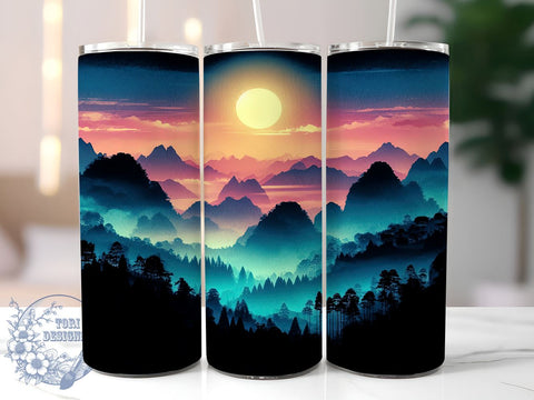 Mountain and Tree 20oz Skinny Tumbler, Mountains Tumbler Png, Straight & Tapered Tumbler Wrap, Instant Digital Download Sublimation ToriDesigns 