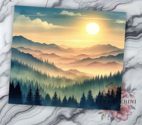 Mountain and Tree 20oz Tumbler PNG, Nature Pine Tree Tumbler Png, Straight & Tapered Tumbler Wrap, Instant Digital Download Sublimation Li Zamperini 