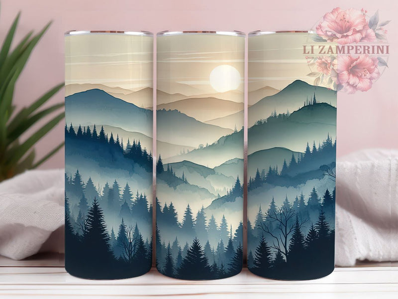 Mountain and Tree 20oz Tumbler Wrap PNG, Nature Pine Tree Tumbler Png, Straight & Tapered Tumbler Wrap, Instant Digital Download Sublimation Li Zamperini 