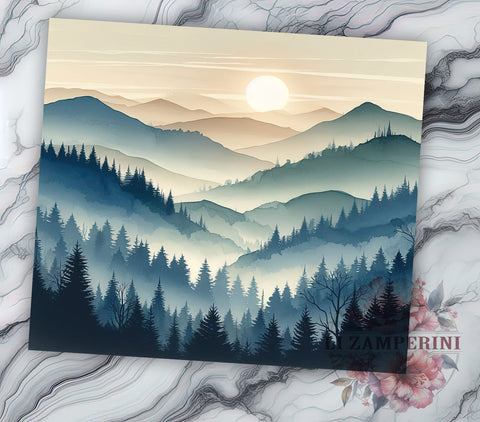 Mountain and Tree 20oz Tumbler Wrap PNG, Nature Pine Tree Tumbler Png, Straight & Tapered Tumbler Wrap, Instant Digital Download Sublimation Li Zamperini 