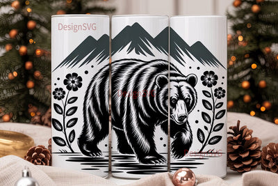 Mountain Bear 20oz Tumbler Wrap Sublimation DesignSVG 