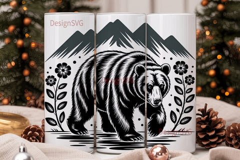 Mountain Bear 20oz Tumbler Wrap Sublimation DesignSVG 